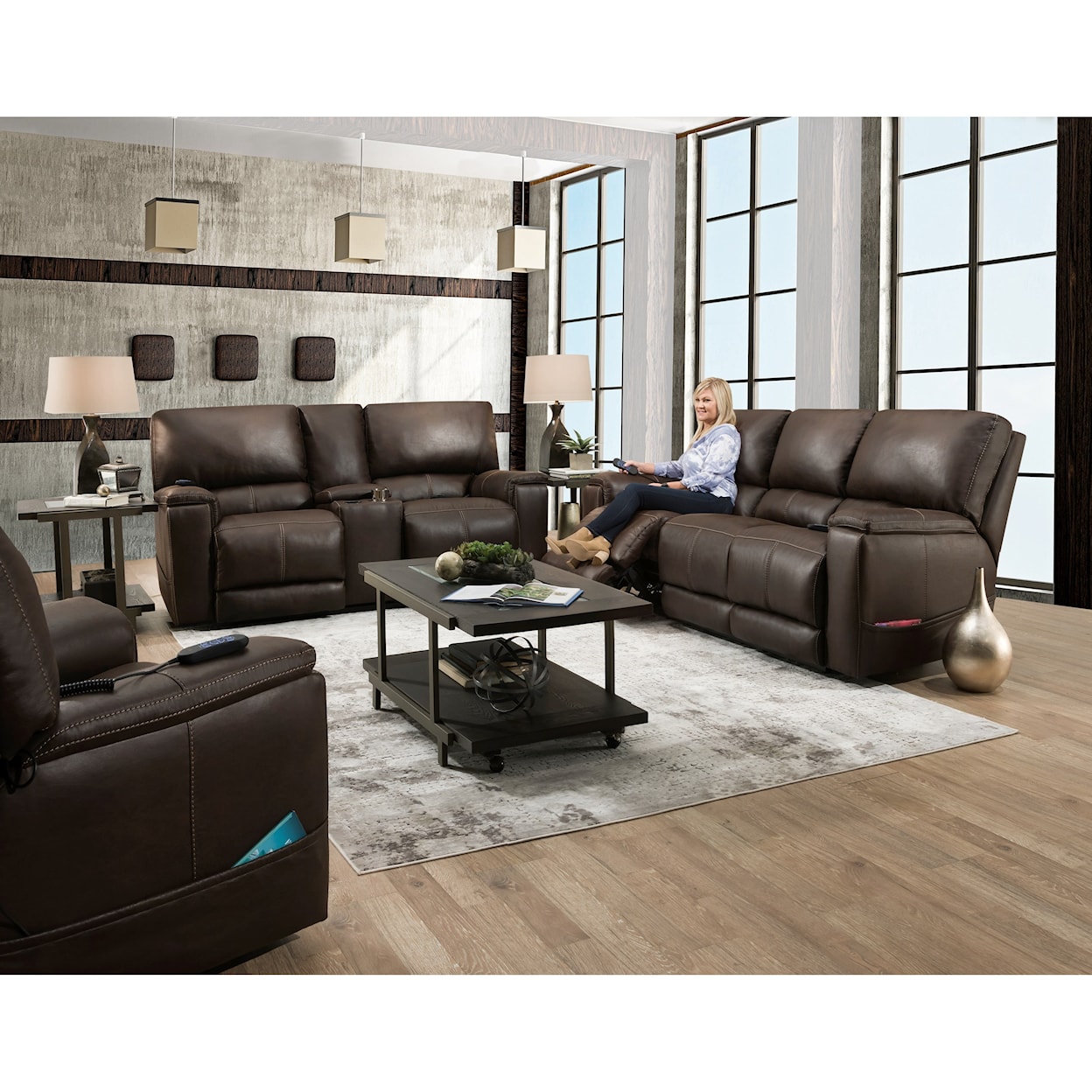 HomeStretch 197 Collection Double Reclining Power Sofa 