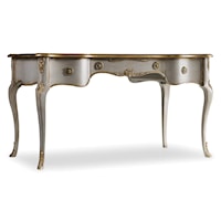 Traditional Distressed Gray Writing Desk with Gilded Edging