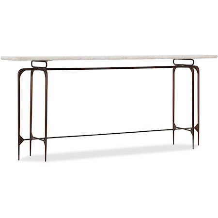Skinny Metal Console Table with Marble Top