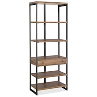 Industrial Style Metal/Wood Bookcase with One Drawer