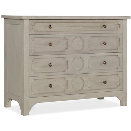 Transitional Button Down Four-Drawer Accent Chest