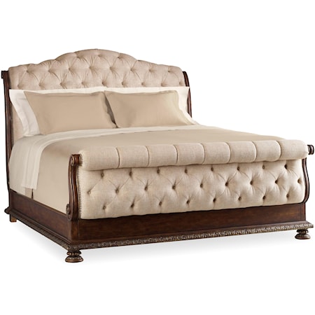 California King Tufted Sleigh Bed