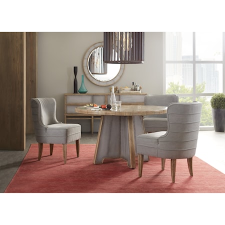 Round Table and Upholstered Chair Set