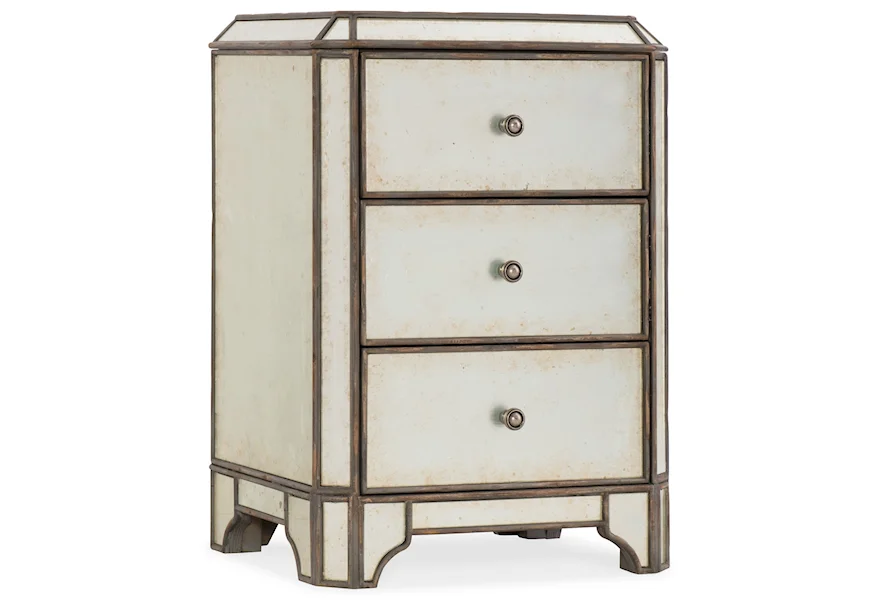 Arabella Mirrored Three-Drawer Nightstand by Hooker Furniture at Howell Furniture