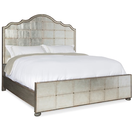 Queen Mirrored Panel Bed