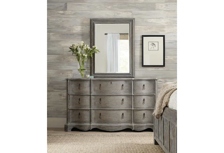 Beaumont Dresser and Mirror Set by Hooker Furniture at Fashion Furniture