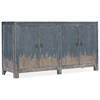 Rustic Four Door Media Console with Distressed Finish