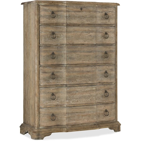 6 Drawer Chest with Metal Ring Pulls
