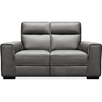 Contemporary Leather Power Reclining Loveseat with Power Headrest