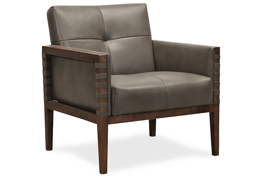 Carverdale Leather Club Chair w/ Wood Frame by Hooker Furniture at Zak's Home
