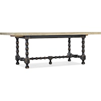 Rustic Two-Tone 84in Trestle Table with Leaves