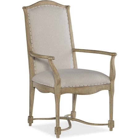 Rustic Upholstered Back Arm Chair
