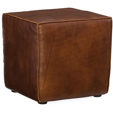 Contemporary Quebert Leather Cube Ottoman