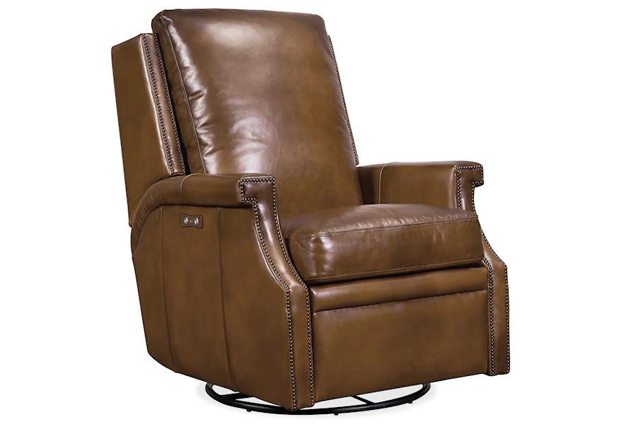 Collin Power Swivel Glider Leather Recliner by Hooker Furniture at Zak's Home