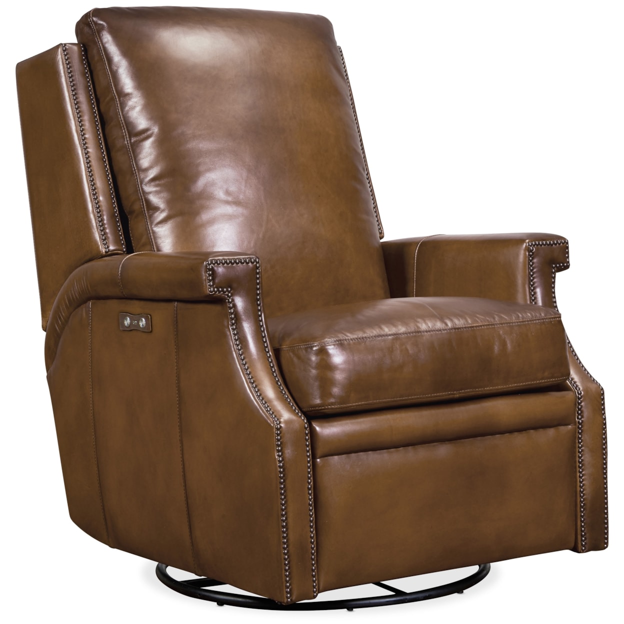 Hooker Furniture Collin Power Swivel Glider Leather Recliner