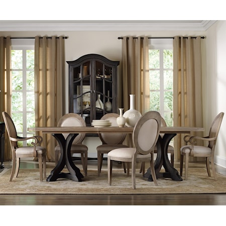 Rectangle Pedestal Dining Table Set