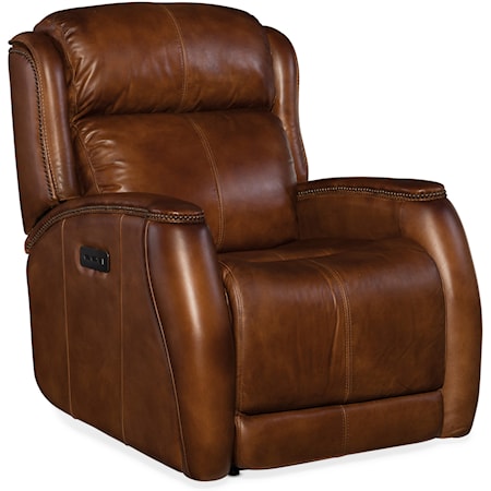 Power Recliner with Power Headrest and Nailhead Trim
