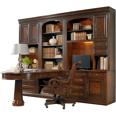 Office Wall Unit with Peninsula Desk