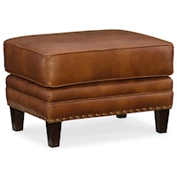 Transitional Leather Ottoman with Nailhead Trim