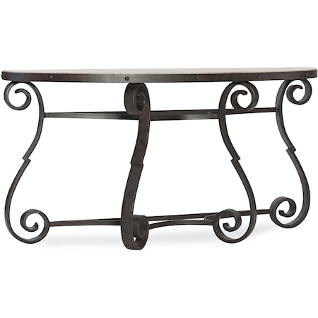 Luckenbauch Metal and Stone Demilune Console