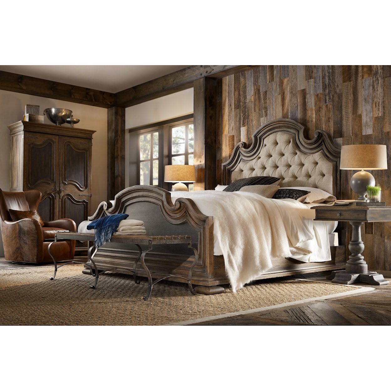 Hooker Furniture Hill Country Fair Oaks King Upholstered Bed