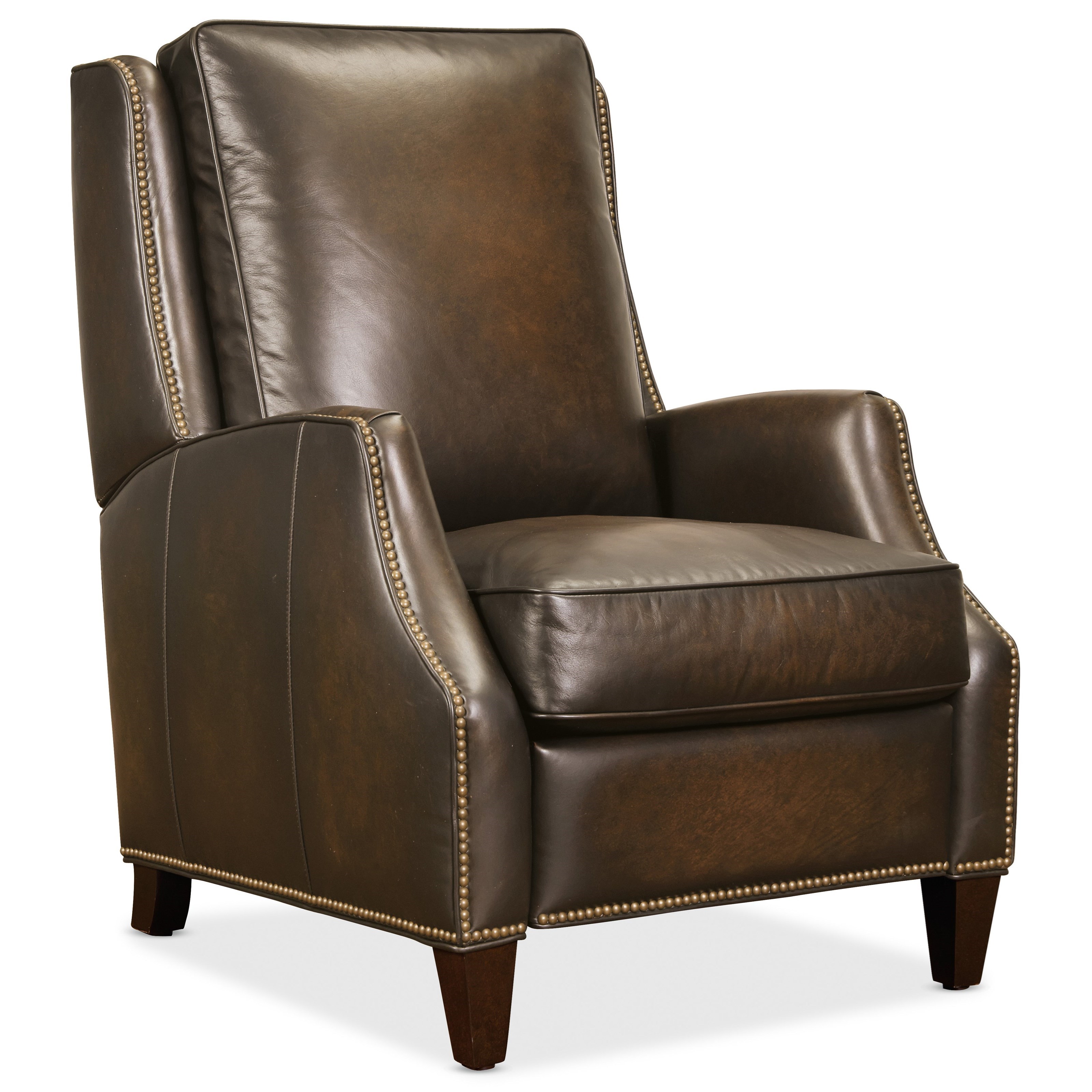Hooker Furniture Kerley Brown Leather Manual Push Back Recliner