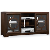 Contemporary Entertainment Console with Circle Fretwork Door Fronts