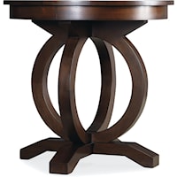 Contemporary Round End Table with Open Circle Pedestal Base