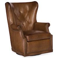 Traditional Wing Swivel Club Chair