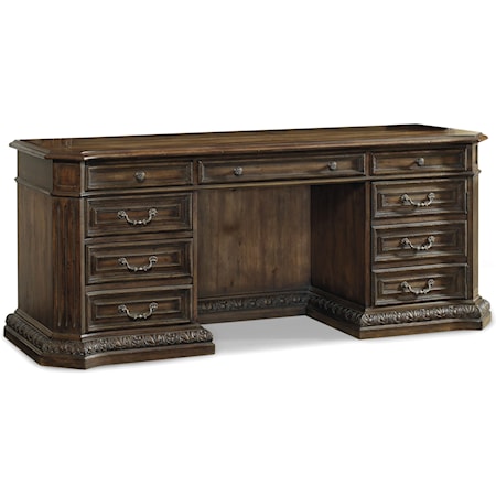 Computer Credenza with Locking File Drawer and Printer Pull-Out Tray