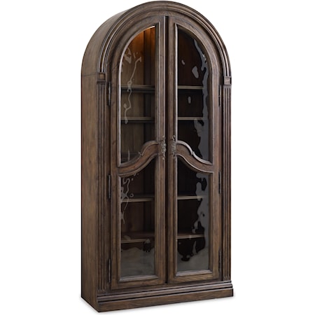 Bunching Curio Cabinet with Seeded Glass Doors and Touch Lighting