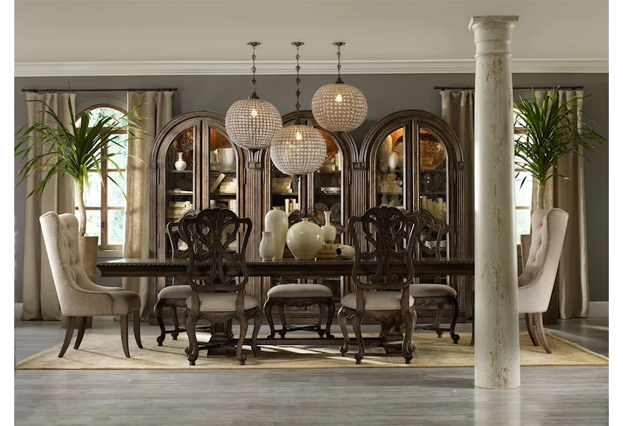 Rhapsody Rectangular Dining Group w/ 2 Tufted Chair by Hooker Furniture at Zak's Home