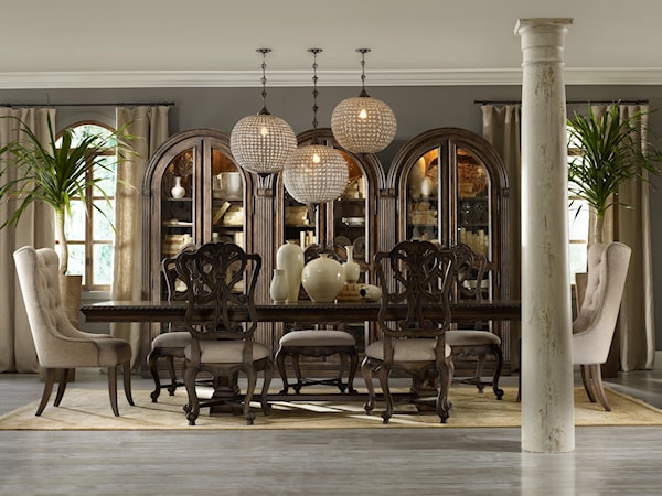 Rectangular Dining Group w/ 2 Tufted Chair