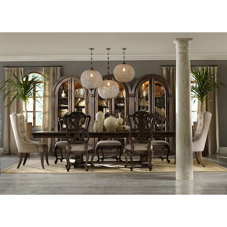Rectangular Dining Group w/ 2 Tufted Chair