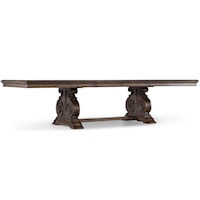 Traditional Rectangle Dining Table with Grand Scale Scroll Base and Two 20-Inch Extension Leaves