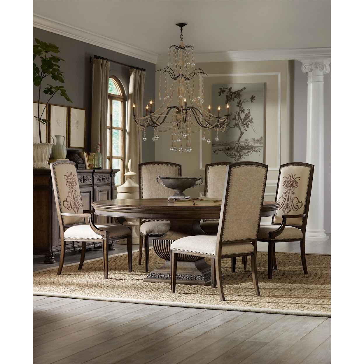 Hooker Furniture Rhapsody 72" Round Table and Insignia Dining Chairs