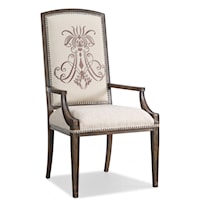 Insignia Upholstered Dining Arm Chair with Nailhead Trim