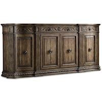 96-Inch Credenza with Rope Moulded Base and Oversized Decorative Hardware