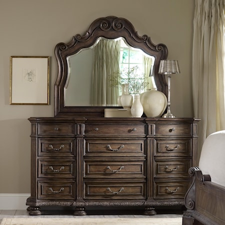 Dresser and Mirror Set