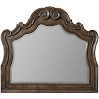 Serpentine Dresser Mirror with Beveled Glass and Grand Scroll Detailing
