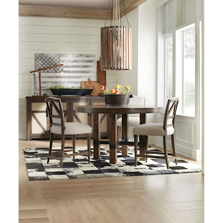 Round Dining Table and Counter Stool Set