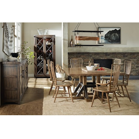 Trestle Dining Table and Chair Set