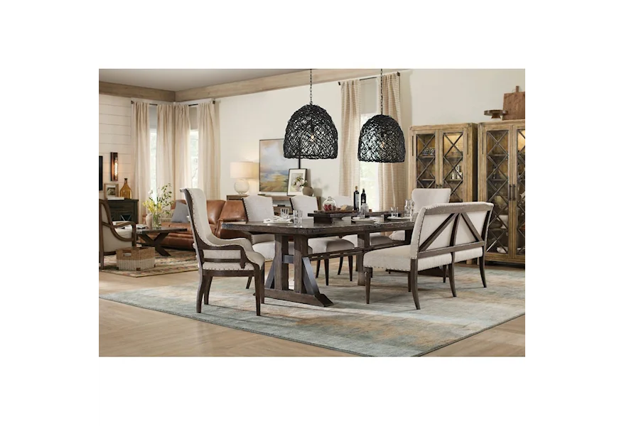 American Life - Roslyn County Dining Table and Chair set with Bench by Hooker Furniture at Baer's Furniture