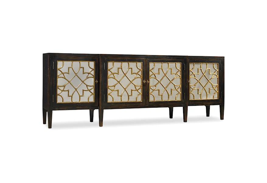 Sanctuary Four Door Mirrored Console by Hooker Furniture at Zak's Home