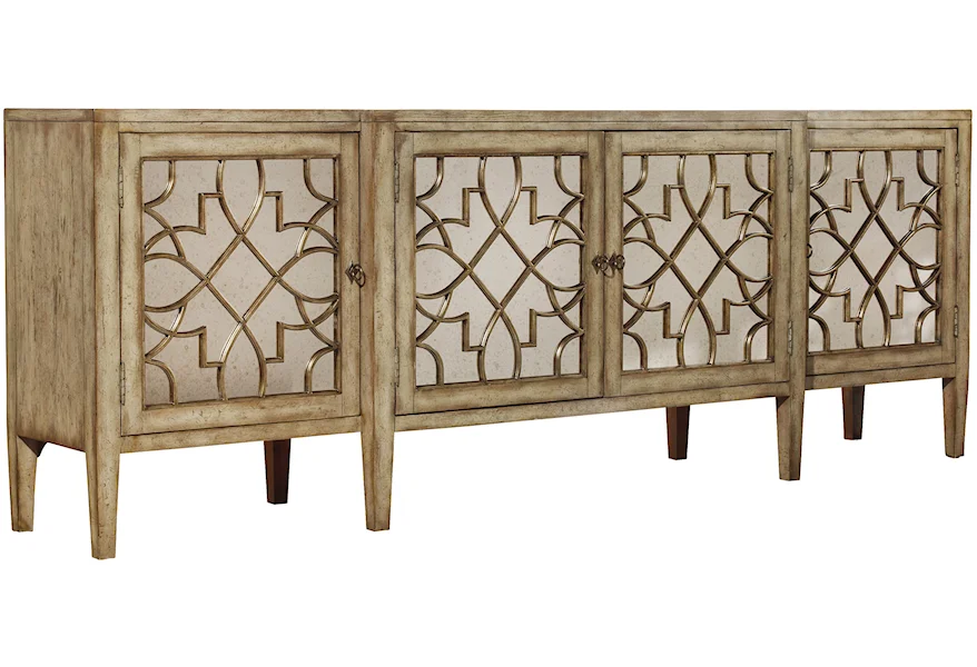 Sanctuary Four-Door Mirrored Console by Hooker Furniture at Stoney Creek Furniture 