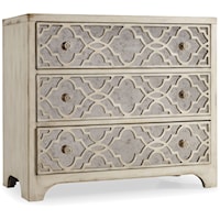 Transitional 3-Drawer Fretwork Chest - Pearl Essence