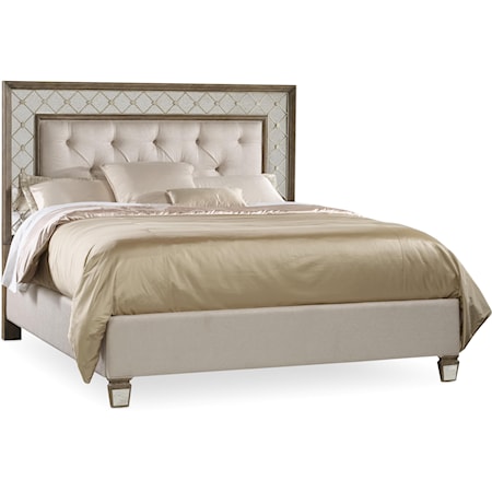 King Mirrored Upholstered Bed