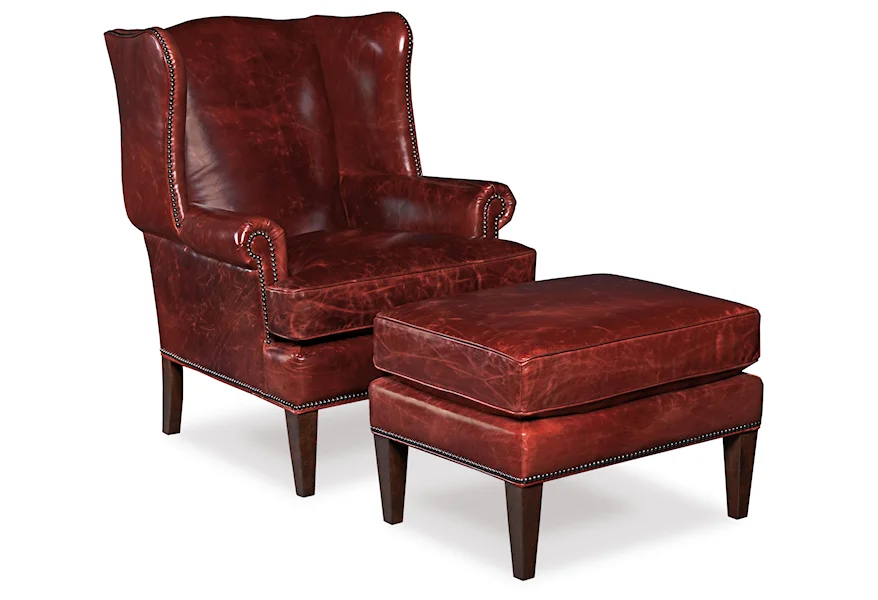 Club Chairs Wing Chair and Ottoman by Hooker Furniture at Corner Furniture