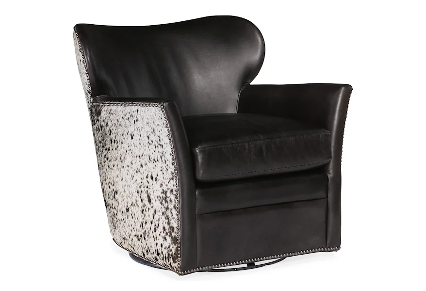 Club Chairs Kato Leather Swivel Chair with Hair on Hide by Hooker Furniture at Alison Craig Home Furnishings