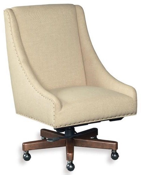 Contemporary Swivel Home Office Chair with Nailheads